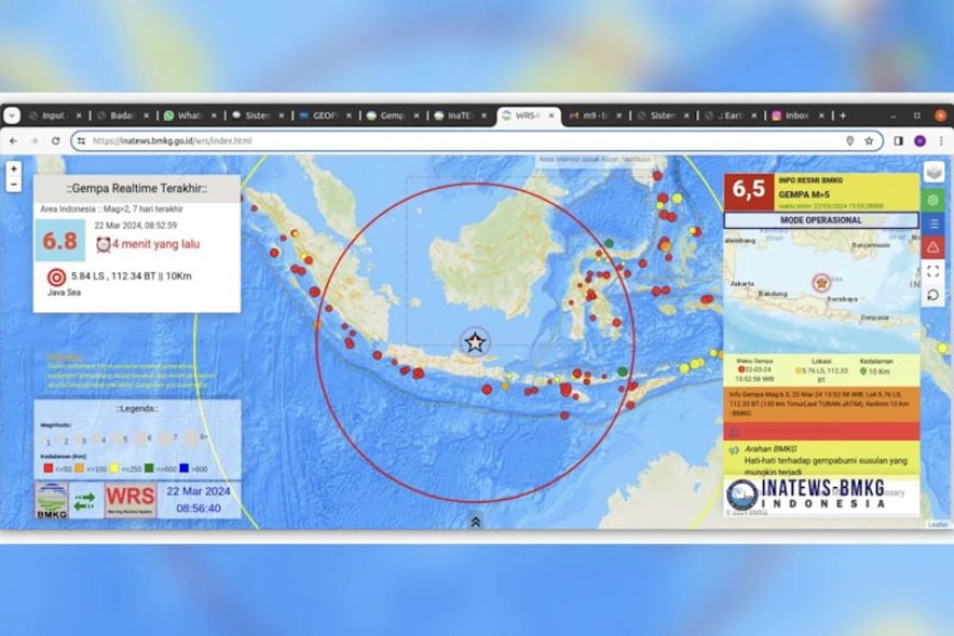 Gempa Tektonik Magnitudo 6,5 di Tuban Jawa Timur Terasa Hingga ke Kalsel