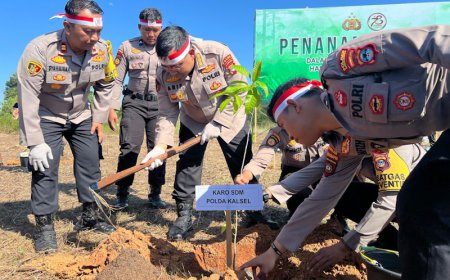 Peringati Hari Bhayangkara ke-78, Polda Kalsel Gelar Aksi Penanaman Pohon di Batola