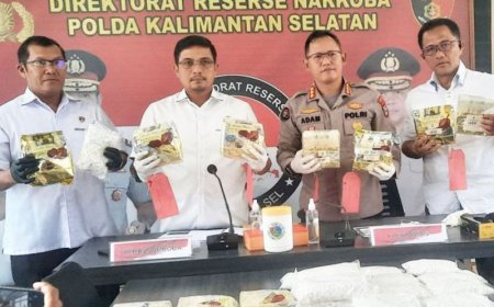 Polda Kalsel Ungkap Pengiriman 20 Kiloram Sabu Jaringan Fredy Pratama