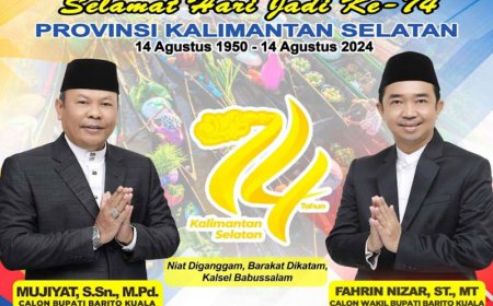 Mujiyat-Fahrin Mengucapkan Selamat Hari Jadi ke-74 Kalsel