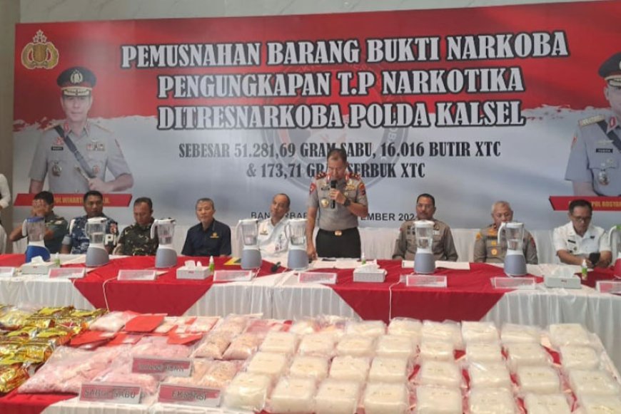 51 Kilogram Sabu Dimusnahkan Polda Kalsel, Lebih Dari 200 Ribu Jiwa Terselamatkan