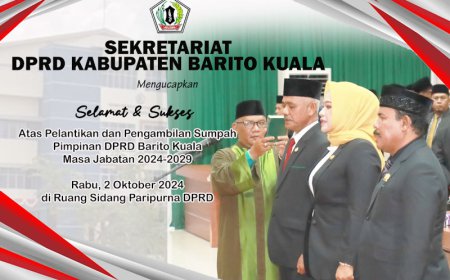 Setwan Mengucapkan Selamat Atas Pelantikan Ketua dan Wakil Ketua DPRD Batola