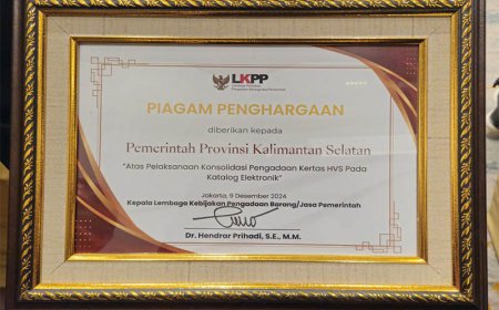 Plt Gubernur Kalsel Terima Penghargaan dari LKPP RI
