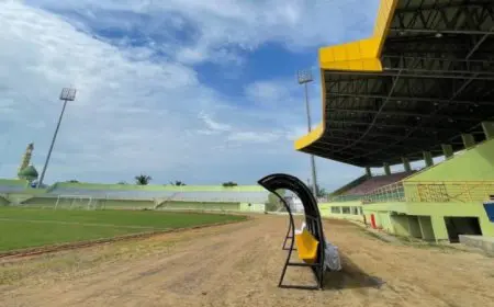Dukung Sukses Liga 2, Dinas PUPR Kalsel Pasang Lampu di Stadion 17 Mei Banjarmasin