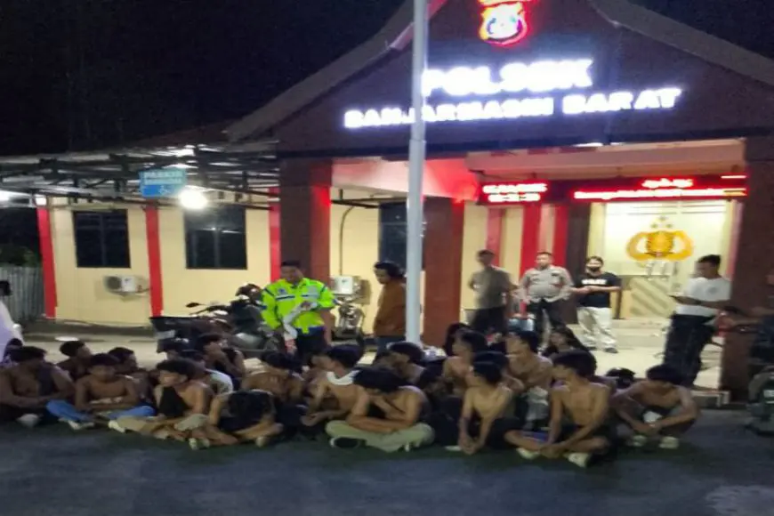 Cegah Tawuran Dini Hari, Polisi Mengamankan Puluhan Anak di Banjarmasin Barat