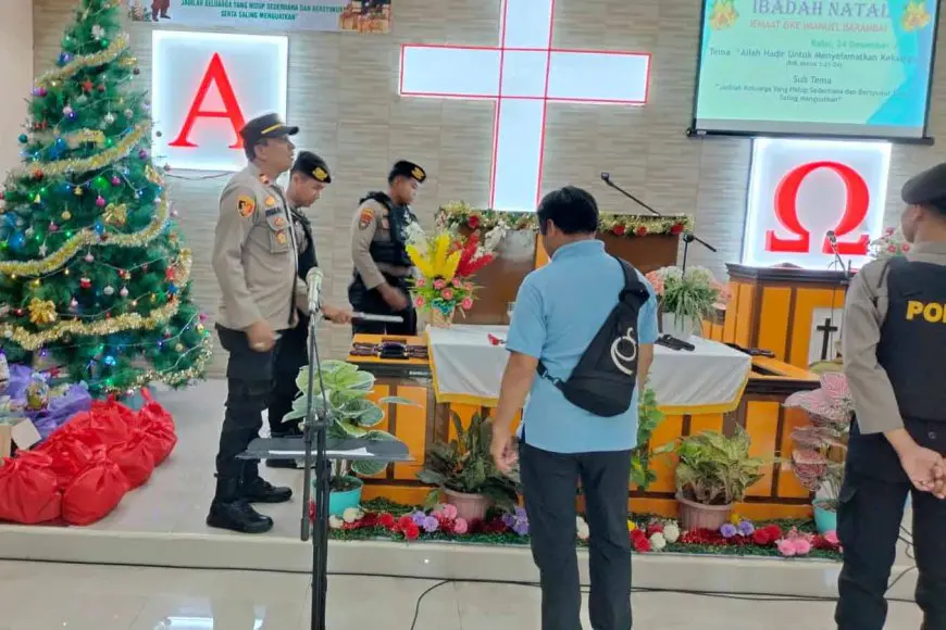 Pengamanan Kolaboratif TNI dan Polri, Natal 2025 di Barambai Batola Kondusif