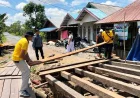 Polres Batola Kawal Pembangunan Jembatan Merah Putih Hingga Ikut Gotong Royong