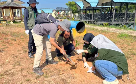 Kolaborasi Pepelingasih, Rumah Zakat, dan Jurnalis Batola Menghijaukan Jejangkit Ecopark