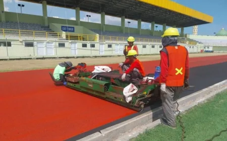 Stadion 17 Mei Banjarmasin Bersolek, Lintasan Atletik Ditarget Rampung Akhir Juni