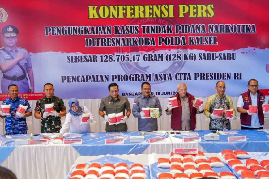 Polda Kalsel Bongkar 128 Kg Sabu Jaringan Fredy Pratama, 600 Ribu Jiwa Terselamatkan