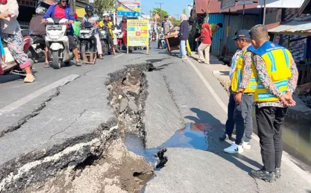 Jalan Veteran Sungai Lulut Kembali Ambles, PUPR Kalsel Melakukan Penanganan Sementara