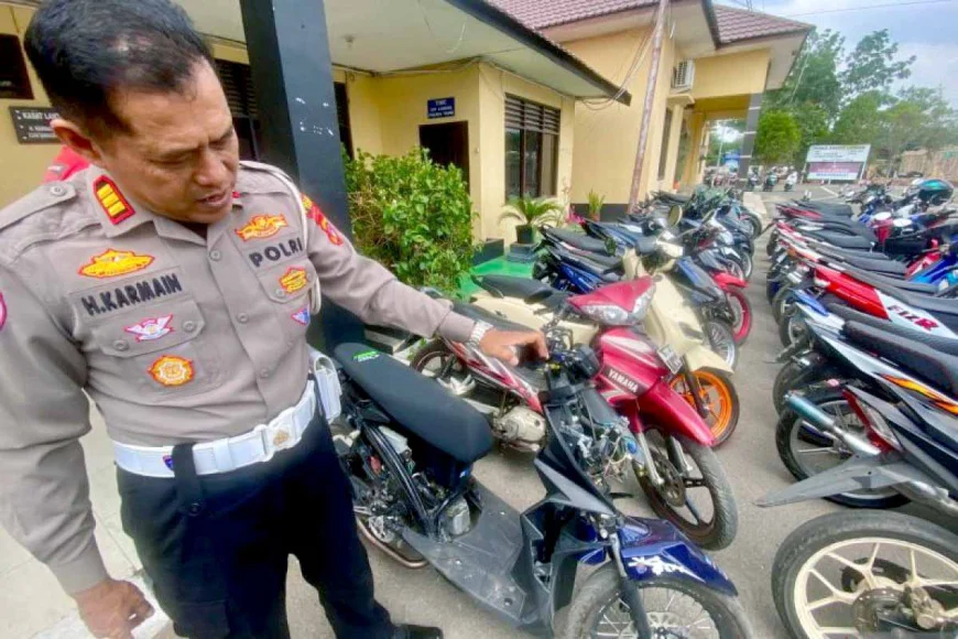 Puluhan Motor Diamankan Dalam Penertiban Balap Liar di Rantau Baru Tapin