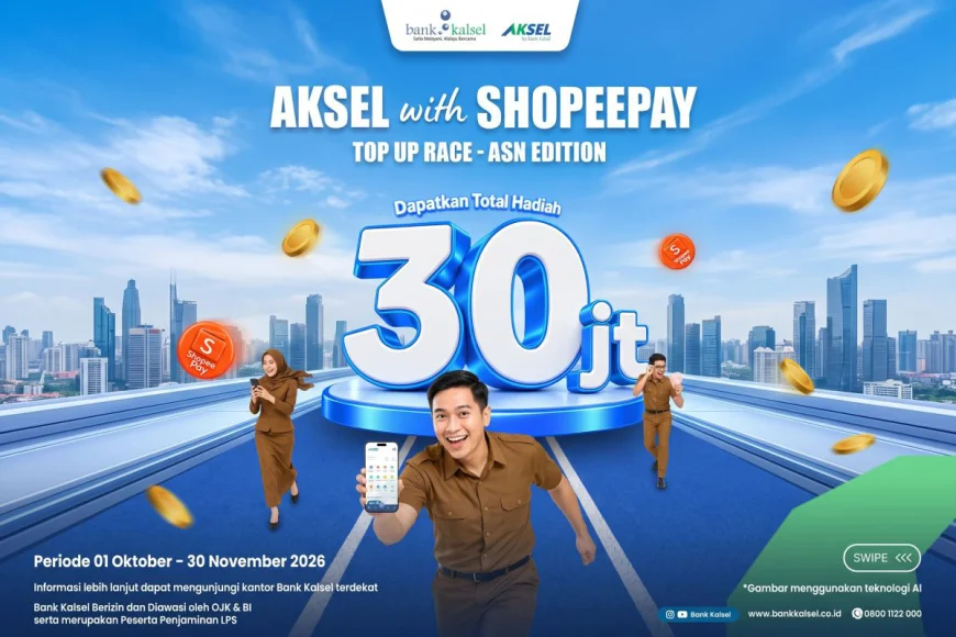 Bank Kalsel Tantang Nasabah ASN Top Up ShopeePay, Ditunggu Total Hadiah Rp30 Juta